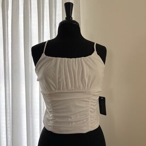 NWT Faded Rose White Ruched Women's Top